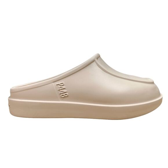P 448 ITALY WHITE RUBBER PLATFORM ROUND TOE SANDALS MULES SHOES Sz 40 - Picture 1 of 5